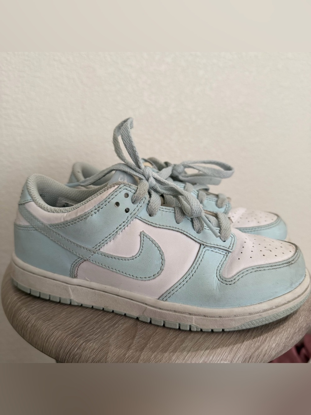Nike Dunks Kids Light Blue and White Low-Top Sneakers
